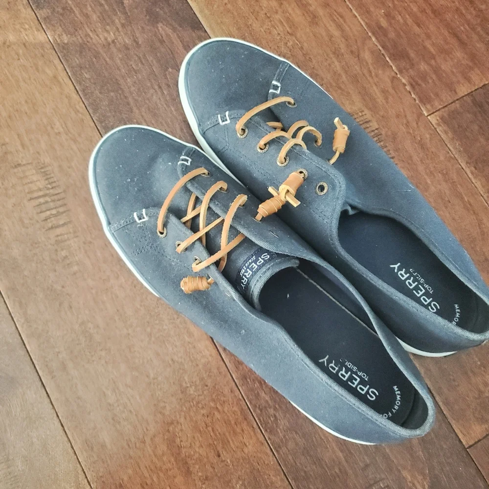 Sperry boat shoes top-sides size 12 women's men's size 10 navy leather s…